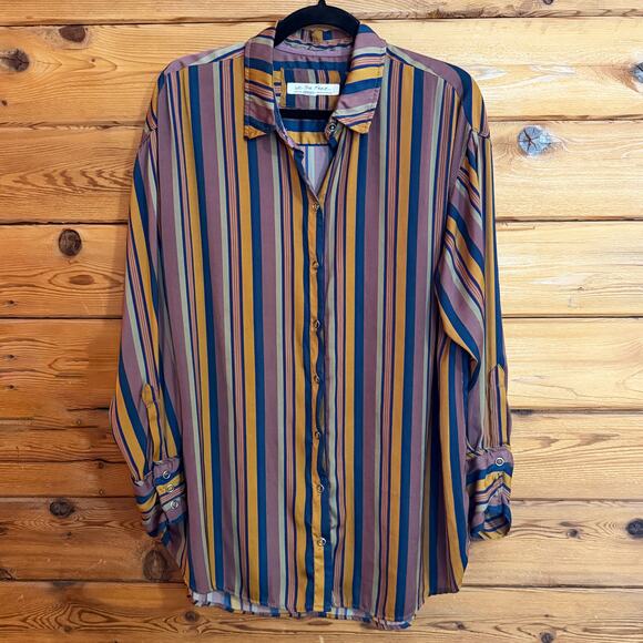 Free People All Smiles Striped Shirt Medium - Picture 1 of 6